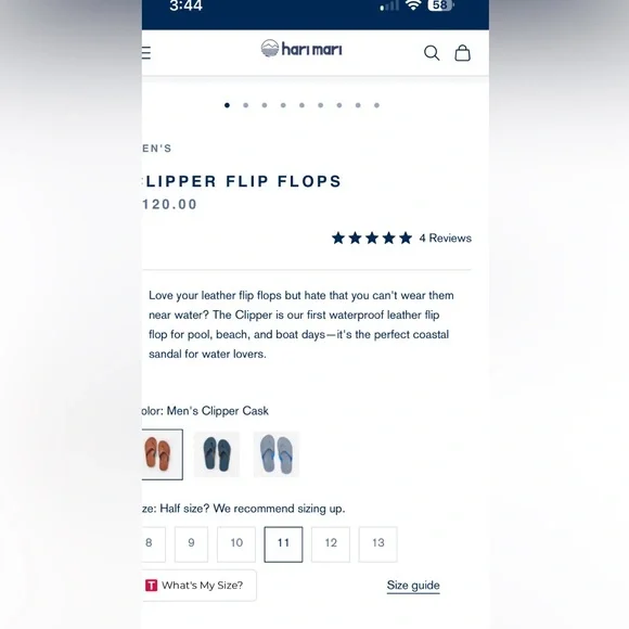 Hari Mari Clipper Tan Men’s Flip Flops US Size 11 EUR 44 New - Picture 7 of 12